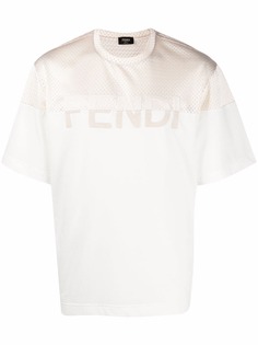 Fendi двухцветная футболка с логотипом