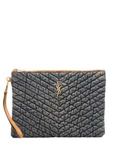 Saint Laurent джинсовый клатч с монограммой
