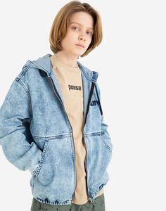 Джинсовая куртка oversize с капюшоном для мальчика Gloria Jeans