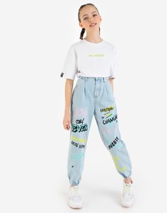 Джинсы Jogger с принтом для девочки Gloria Jeans