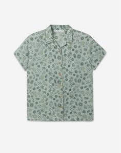 Зелёная рубашка с цветочным принтом для девочки Gloria Jeans