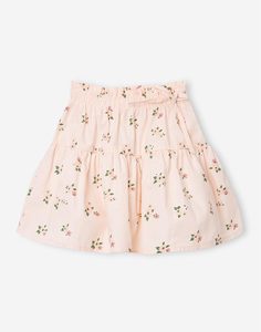 Нежно-розовая юбка с цветочным принтом для девочки Gloria Jeans