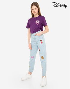 Джинсы New mom с вышивкой Gravity Falls для девочки Gloria Jeans