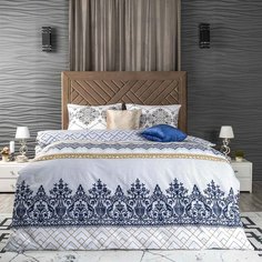 Комплект постельного белья Arya Home Milo белый с голубым Полуторный