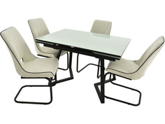 Обеденная группа стол и 4 стула (аврора) белый 180x79x80 см. Линоторг