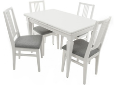 Обеденная группа стол и 4 стула (аврора) белый 200x77x70 см. Линоторг