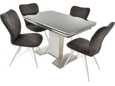 Обеденная группа стол и 4 стула (аврора) черный 180x86x80 см. Линоторг