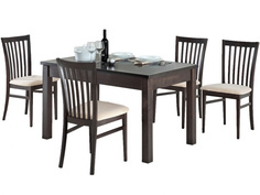 Обеденная группа стол и 4 стула (экомебель +) коричневый 180x75x80 см. Линоторг