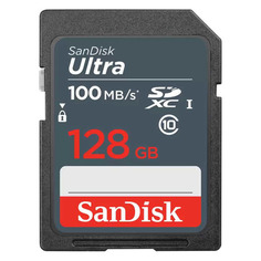 Карта памяти SDXC UHS-I Sandisk Ultra 128 ГБ, 100 МБ/с, Class 10, SDSDUNR-128G-GN3IN, 1 шт.