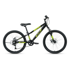 Велосипед ALTAIR Al 24 D (2021), горный (подростковый), рама: 12", колеса: 24", черный/зеленый, 13.3кг [rbkt1j347002]