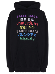 Худи хлопковое с принтом Balenciaga
