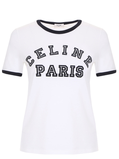Футболка хлопковая с логотипом Celine