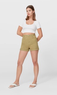 Stradivarius Шорты Mom Fit Зеленый 36