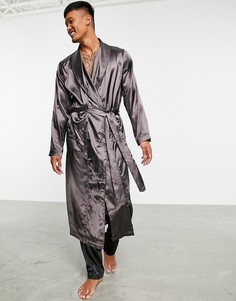 Черный атласный халат от комплекта ASOS DESIGN-Серый