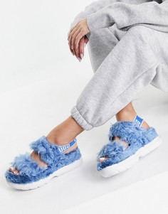 Голубые сандалии из экологически чистых материалов UGG Fluff Sugar-Голубой