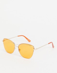 Круглые золотистые солнцезащитные очки в стиле унисекс с оранжевыми стеклами Jeepers Peepers-Золотистый