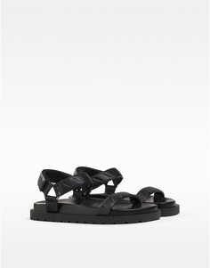 Черные сандалии в спортивном стиле с мягкими ремешками Bershka-Черный цвет
