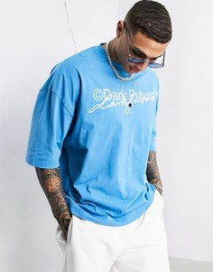 Синяя oversized-футболка с двойным принтом объемного 3D-логотипа ASOS Dark Future-Голубой
