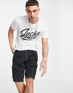 Белая футболка с большим логотипом-надписью Jack & Jones-Белый