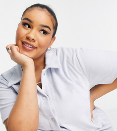 Бледно-голубое платье мини из махровой ткани с воротником-поло COLLUSION Plus-Голубой