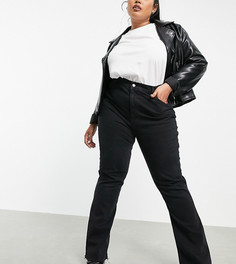 Черные расклешенные джинсы стрейч с завышенной талией в стиле 70-х ASOS DESIGN Curve-Черный цвет