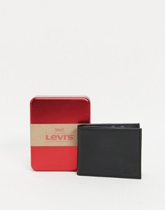 Черный кожаный бумажник с маленьким логотипом Levis-Черный цвет