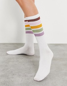 Белые носки с разноцветными полосками Typo-Белый