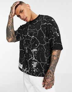 Черная oversized-футболка со сплошным принтом в виде карты ASOS Unrvlld Spply-Черный цвет