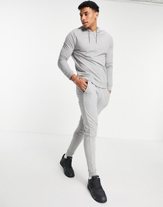 Легкий спортивный костюм из худи и зауженных джоггеров ASOS DESIGN-Серый