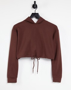 Укороченный свитер шоколадно-коричневого цвета с завязкой спереди от комплекта Parisian-Коричневый