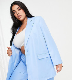 Пиджак в винтажном стиле ASOS DESIGN Curve-Голубой