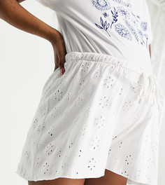 Белые свободные шорты с вышивкой бродери и завышенной талией ASOS DESIGN Maternity-Белый