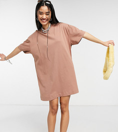 Бледно-коричневое платье-футболка мини с короткими рукавами COLLUSION-Коричневый цвет