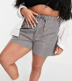 Коричневые шорты в клетку без застежек (от комплекта) ASOS DESIGN Curve-Коричневый цвет