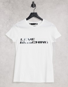 Белая футболка с логотипом с эффектом металлик Love Moschino-Белый