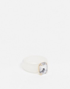 Пластиковое кольцо с прозрачным кристаллом ASOS DESIGN-Прозрачный