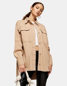 Бежевая рубашка в стиле "casual" Topshop-Нейтральный
