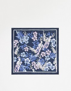 Платок для нагрудного кармана с цветочным принтом ASOS DESIGN-Темно-синий