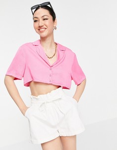Ярко-розовая свободная рубашка укороченного кроя (от комплекта) ASOS DESIGN-Розовый цвет