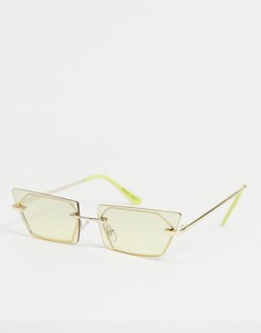 Желтые угловые солнцезащитные очки без оправы в стиле 90-х Noisy May-Желтый