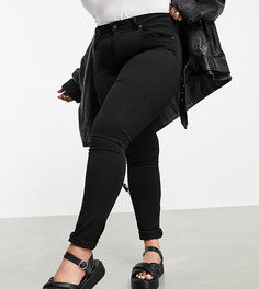 Черные зауженные джинсы с завышенной талией Only Curve-Черный цвет