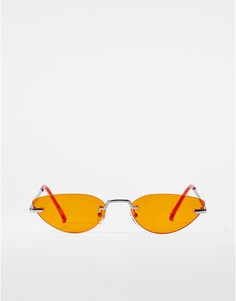 Солнцезащитные очки «кошачий глаз» без оправы с оранжевыми стеклами Bershka-Оранжевый цвет