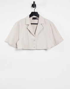 Бежевая льняная укороченная рубашка от комплекта ASOS DESIGN-Нейтральный