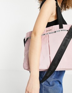 Розовая сумка-тоут на молнии с логотипом на ремешком-тесьме Steve Madden-Розовый цвет