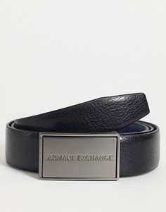 Черный ремень с пряжкой и логотипом Armani Exchange-Черный цвет