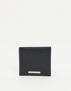 Черный кошелек для монет из зернистой кожи Armani Exchange-Черный цвет