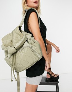 Стеганый рюкзак из экологичного материала Topshop-Зеленый цвет