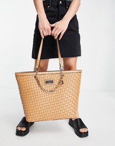 Бежевая плетеная сумка-шопер из искусственной кожи River Island-Нейтральный