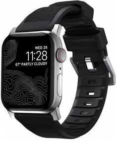 Ремешок Nomad Rugged Strap V.2 для Apple Watch 44/42 mm Black/Silver (NM1A41SN00)