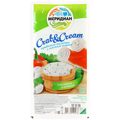 Крабовые палочки Меридиан Crab&Cream с мягким сыром с чесноком и зеленью охлажденные, 200 г Meridian